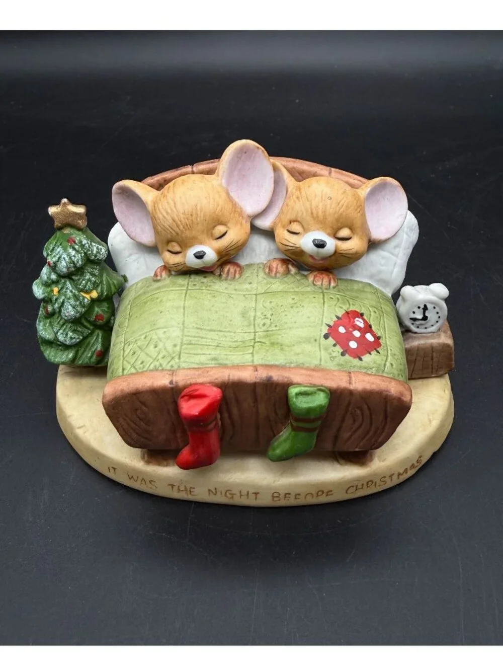 Vtg 70s Enesco Twas the Night Before Christmas Mice Porcelain Figurine Taiwan